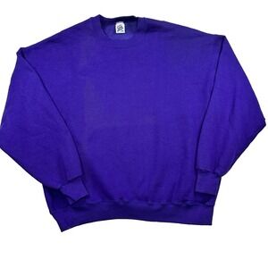 Mens Vtg Jerzees Super Sweats Sweatshirt Pullover Purple Fleece Made in USA 2XL